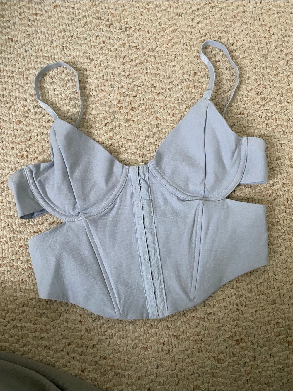 Garage Pale Blue Sculpted Bustier Top
